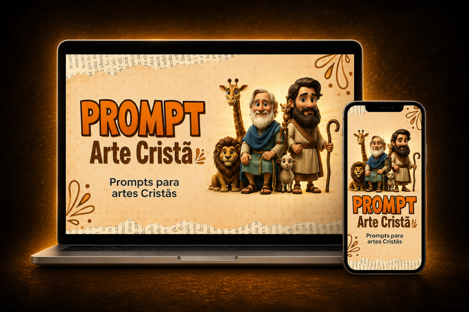 Mockup da Biblioteca de Prompts Cristã